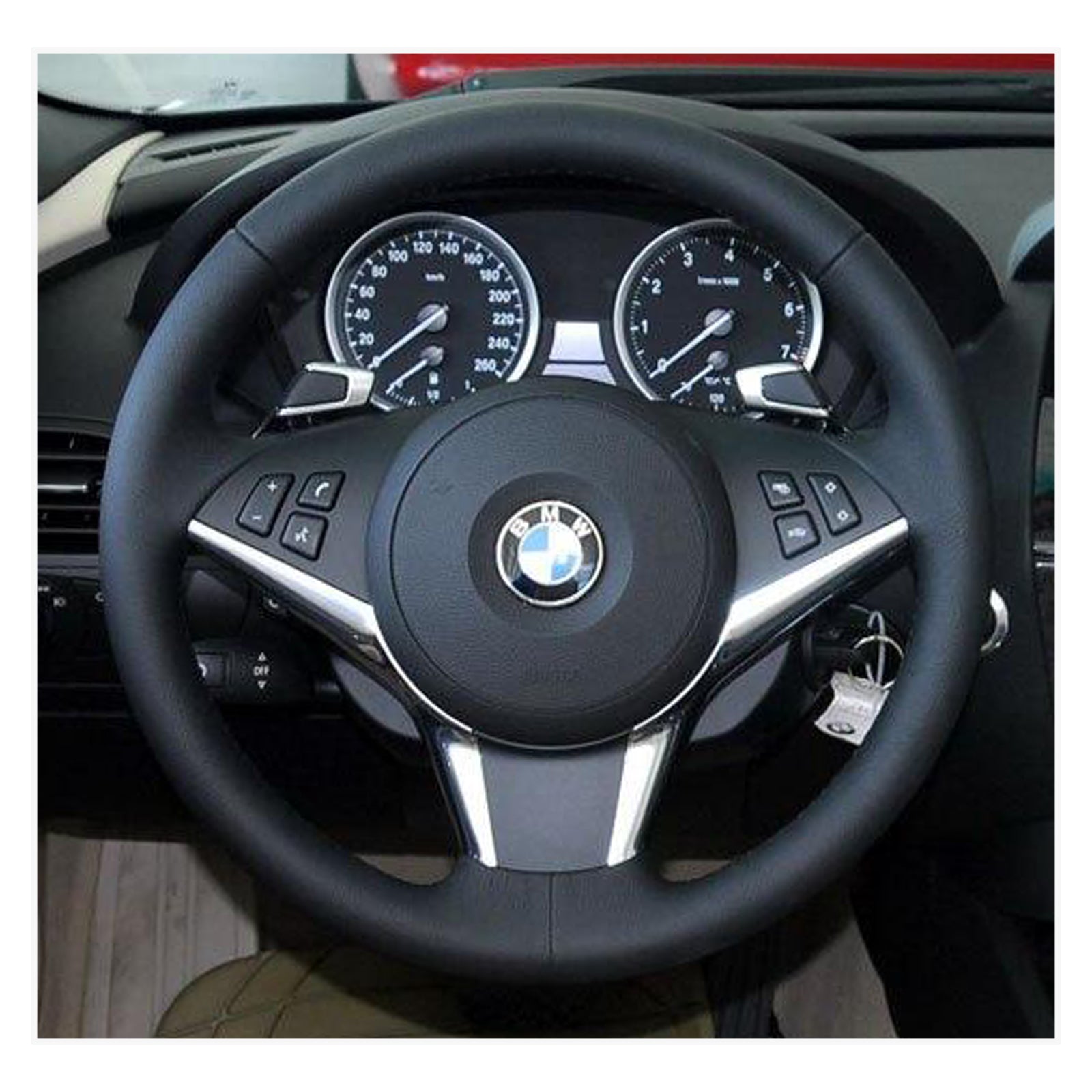 MEWANT steering wheel cover for BMW 5 Series E60 (Sedan) 2003-2009 / 5 Series E61 (Touring) / 6 Series E63 (Coupe) E64 (Convertible) 2004-2010