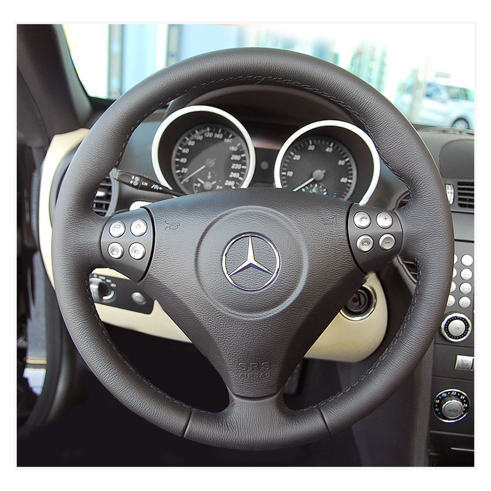 MEWANT Steering Wheel Cover for C-Class W203 2005-2007 / SLK-Class R171 2005-2008