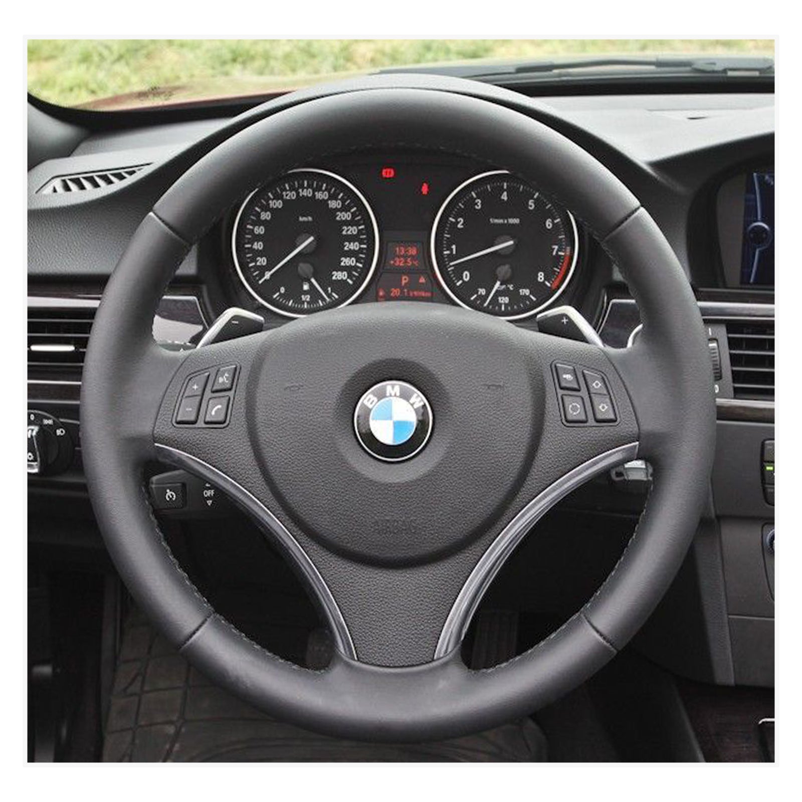 MEWANT steering wheel cover for BMW 1 Series E81 E82 E87 E88 2008-2012/3 Series E90 E91 E92 E93 2006-2011
