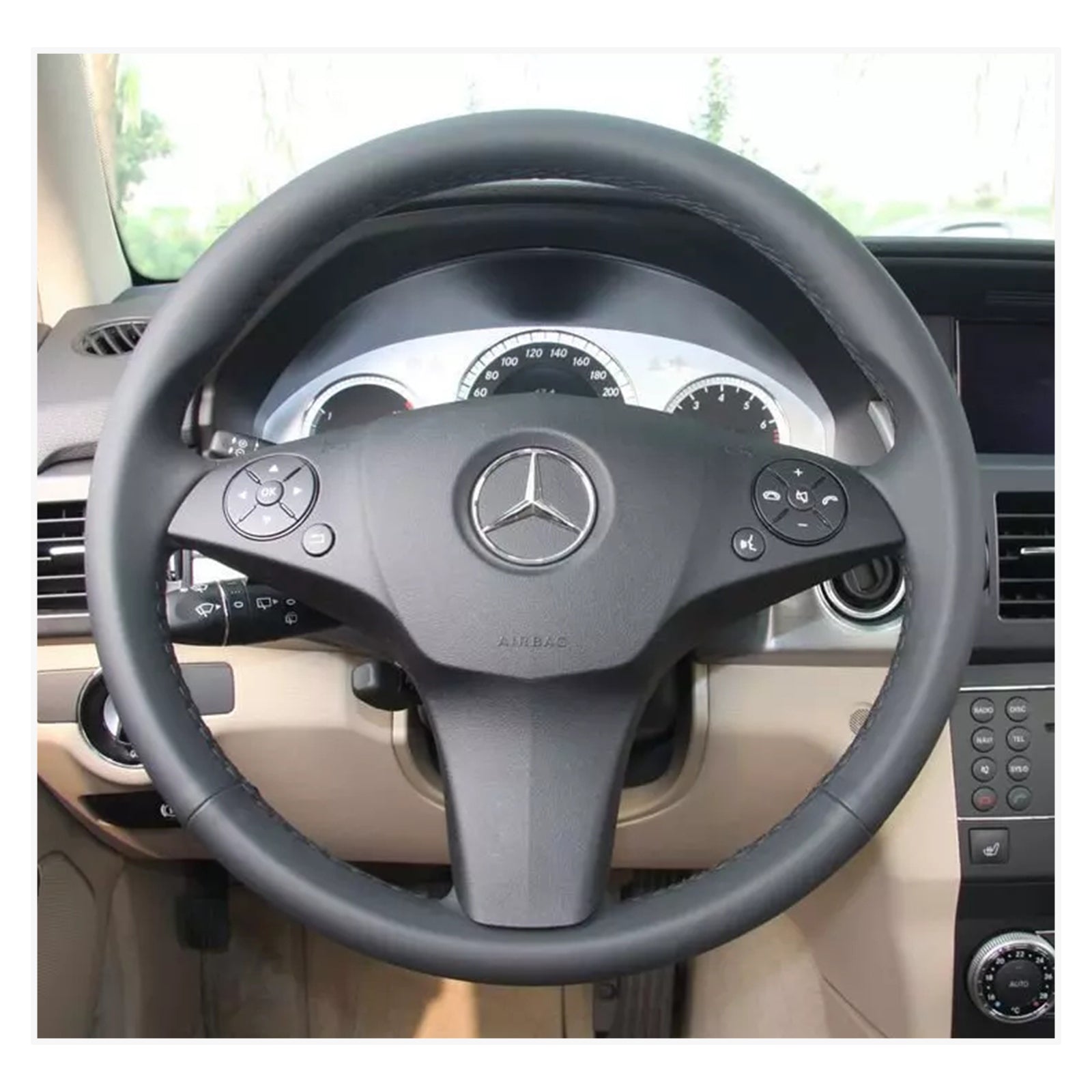 MEWANT Steering Wheel Cover for C-Class W204 2008-2011 / GLK X204 2010-2012