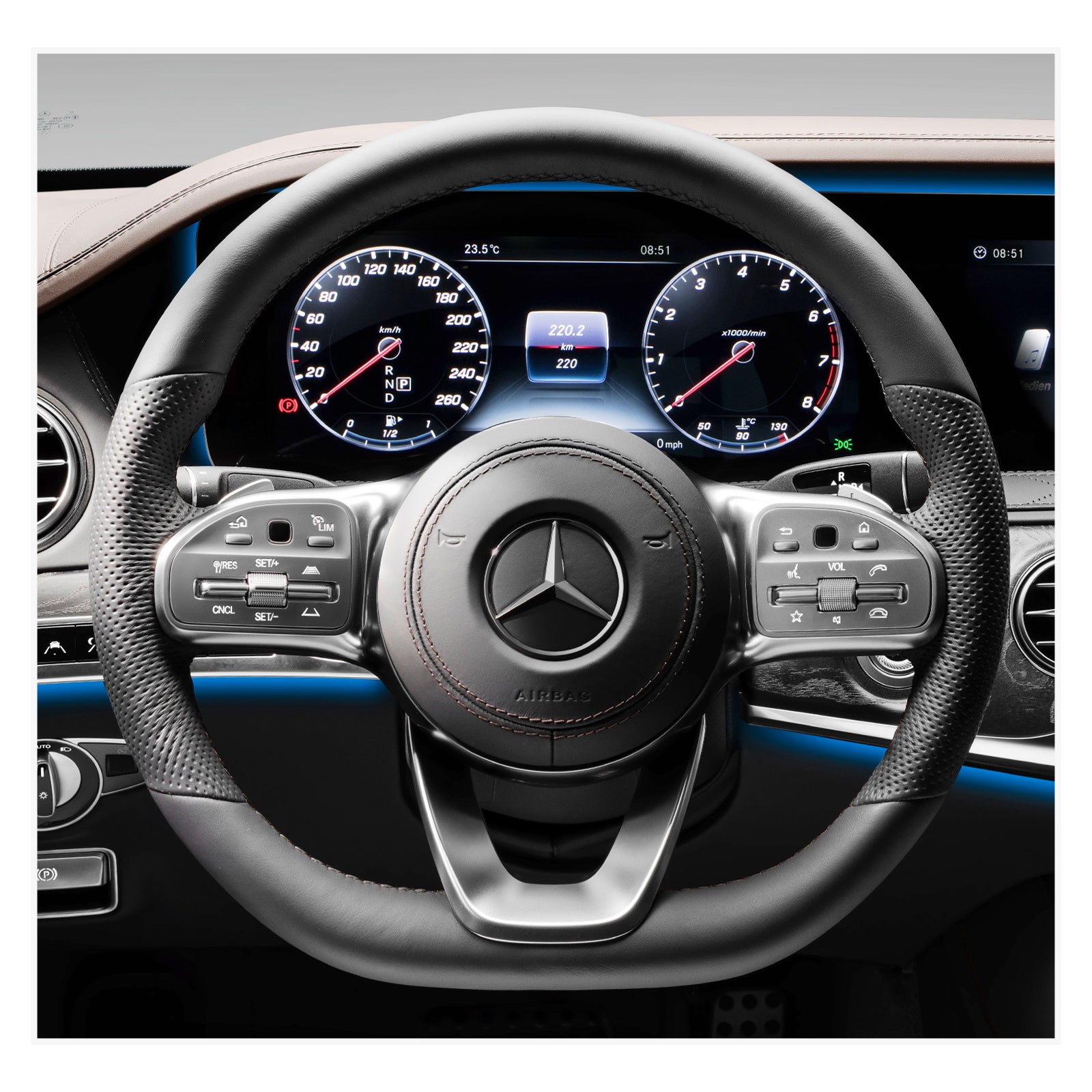 MEWANT Lenkradbezug für Mercedes-Benz AMG-Line AMG-Sport / A-Class (W177/V177) / B-Class (W247) / C-Class (C205/A205) 2018-2023
