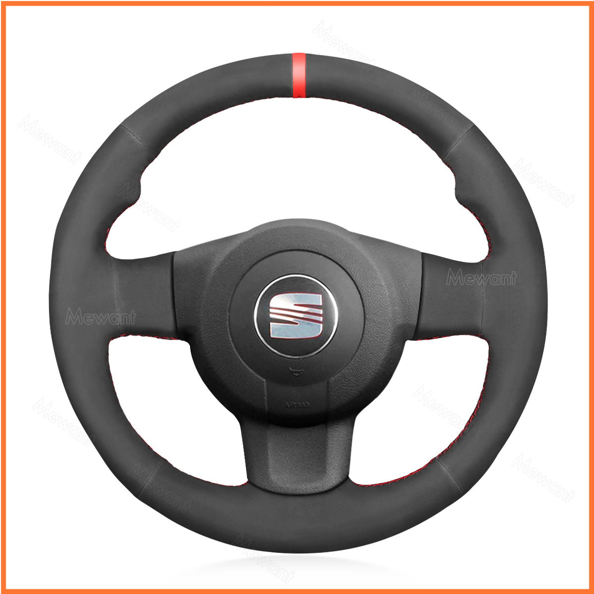 MEWANT Steering Wheel Cover for Seat Leon FR Cupra (MK2 1P) 2005-2009 / Ibiza FR (6L) 2005-2009
