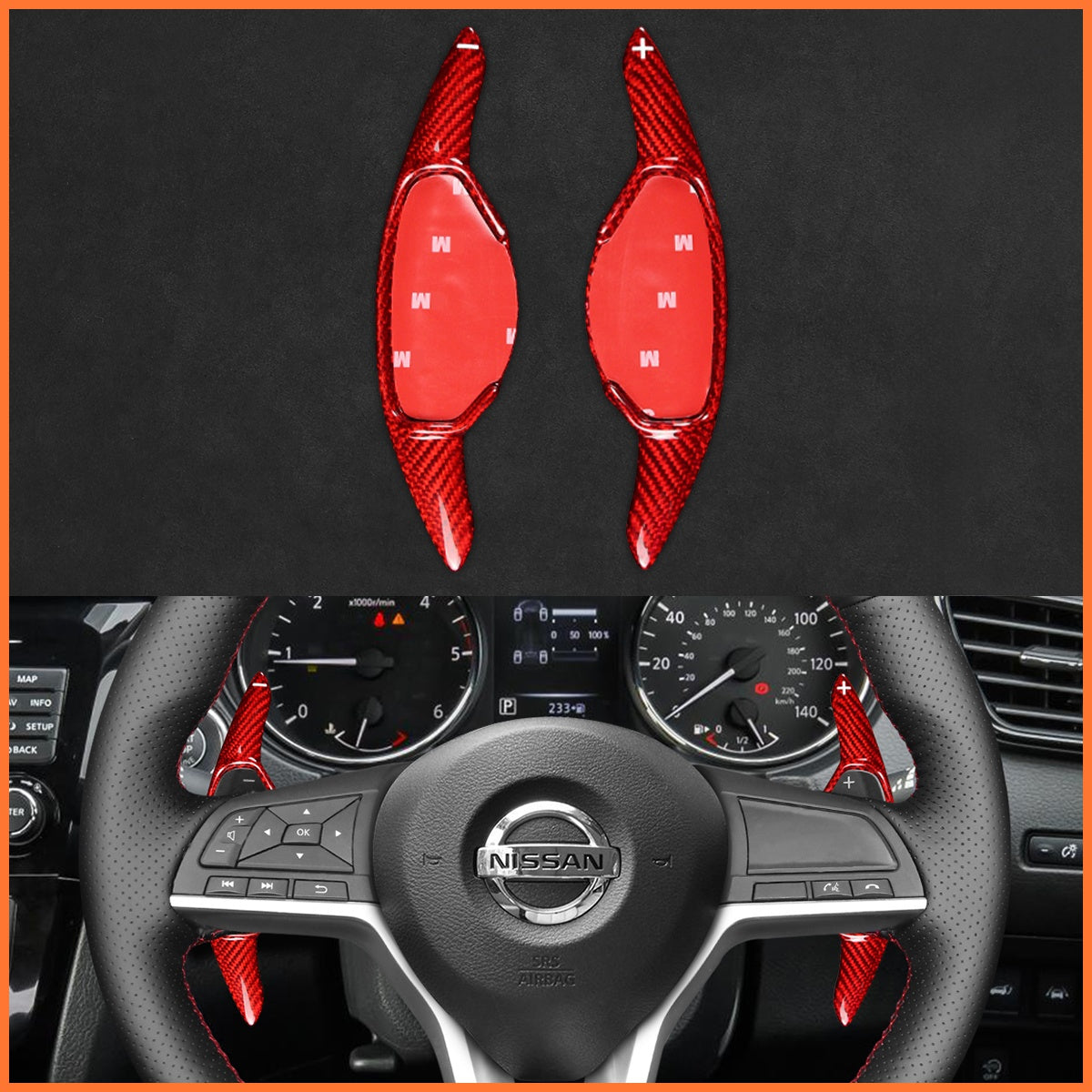 Schaltwippen für Nissan Qashqai II(J11) 2017-2021 / X-Trail III(T32) 2018-2021 / Juke II(F16) 2019-2025 / Leaf II(ZE1) 2018-2025 / Micra V(K14) 2017-2025