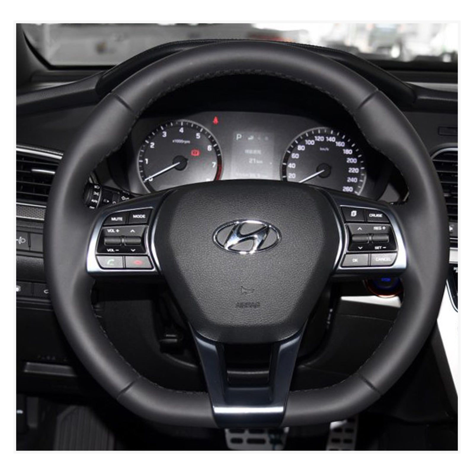 MEWANT Steering Wheel Cover for Hyundai Sonata (3-Spoke D Shape) 2015-2019