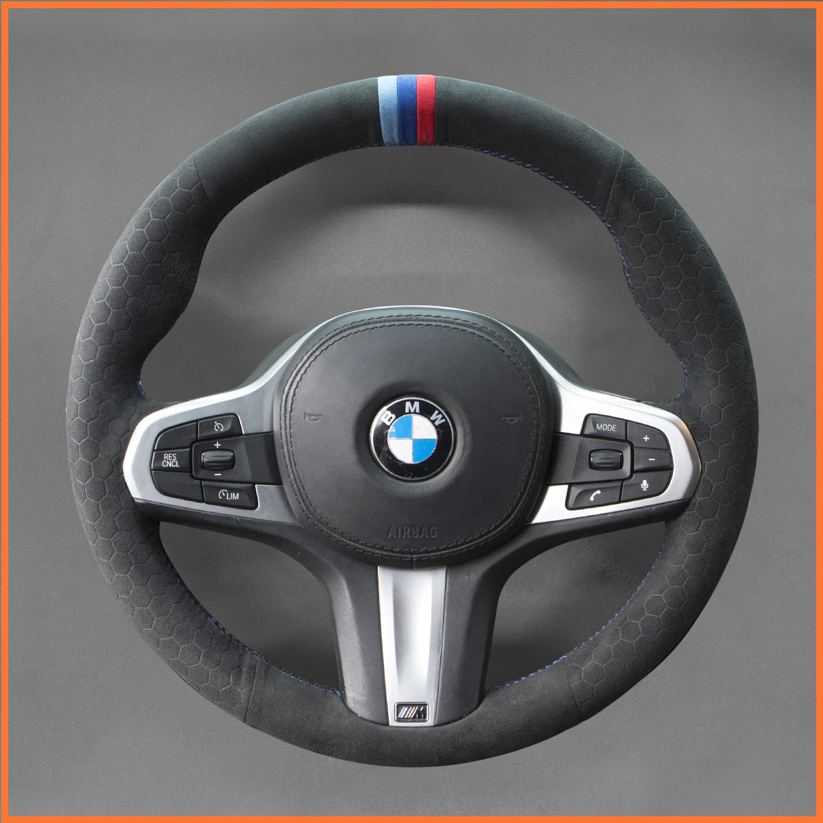 MEWANT steering wheel cover for BMW M2 G87 (Coupe) M3 G80 (Sedan) / G81 (Touring) M4 G82 (Coupe) G83 M5 F90 M8 F91 (Convertible) / F92 (Coupe) / F93 (Gran Coupe) X3 M X3M F97 X4 M X4M F98 X5 M X5M F95 X6 M X6M F96 XM G09