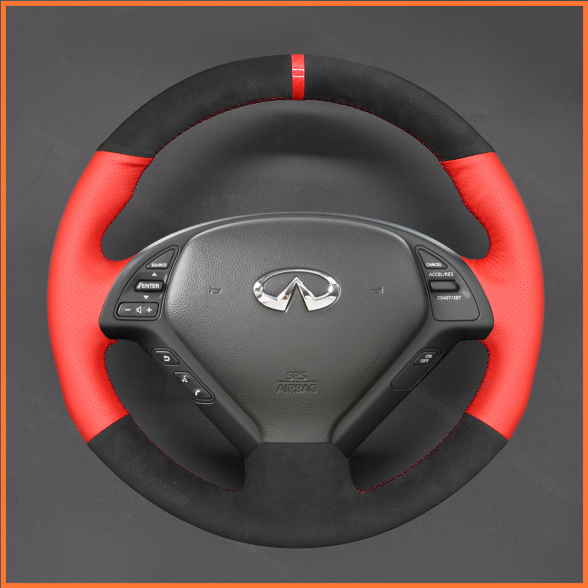 MEWANT Steering Wheel Cover for Infiniti G37 2008-2013 / EX EX30 EX35 EX37 2009-2013 / Q60 2014-2015 / QX50 2015-2017 for Nissan Skyline 2006-2014