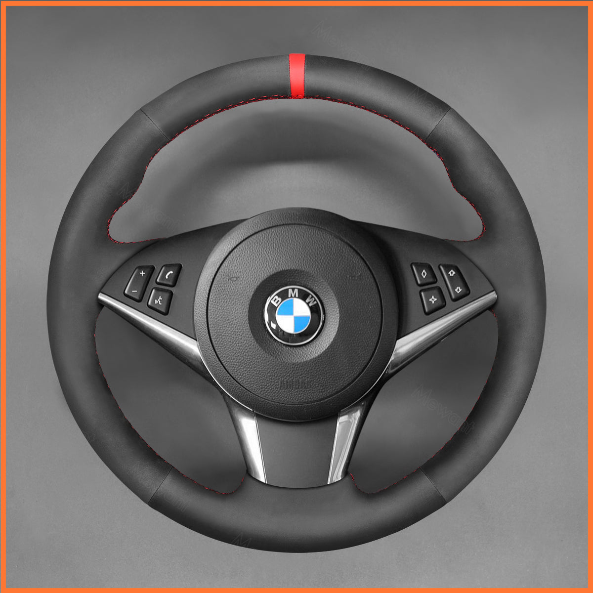 MEWANT steering wheel cover for BMW 5 Series E60 (Sedan) 2003-2009 / 5 Series E61 (Touring) / 6 Series E63 (Coupe) E64 (Convertible) 2004-2010