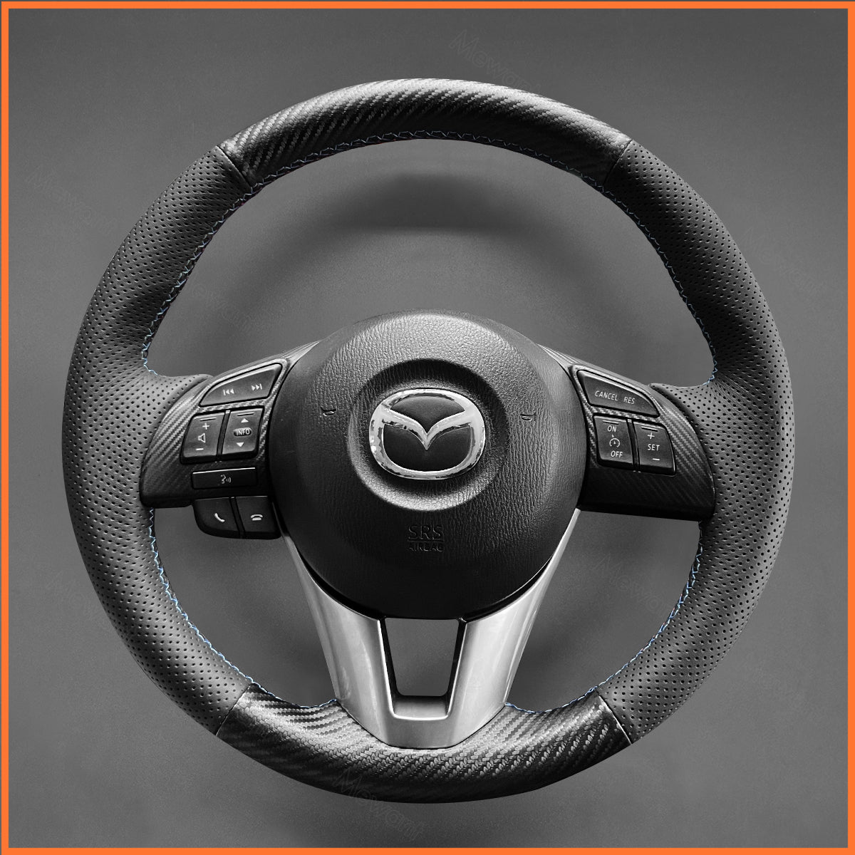 MEWANT Steering Wheel Cover for Mazda 3 Axela 2013-2016 / Mazda 6 Atenza 2014-2017 / Mazda 2 2015-2017 / CX-3 CX3 2016-2017 / CX-5 CX5 2013-2017