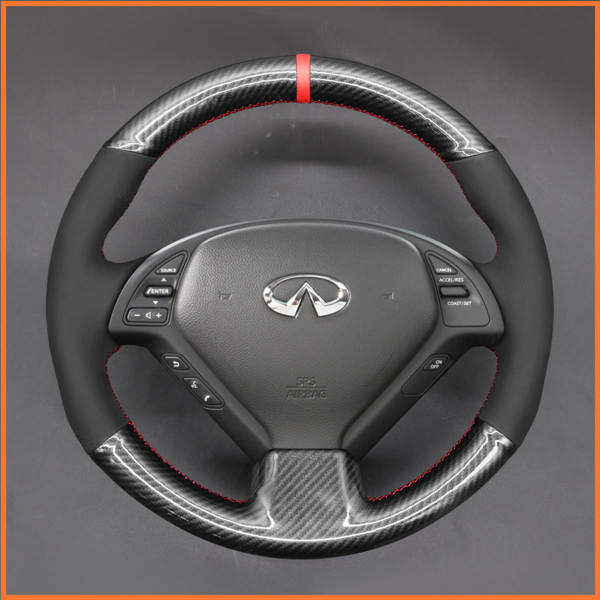 MEWANT Steering Wheel Cover for Infiniti G37 2008-2013 / EX EX30 EX35 EX37 2009-2013 / Q60 2014-2015 / QX50 2015-2017 for Nissan Skyline 2006-2014