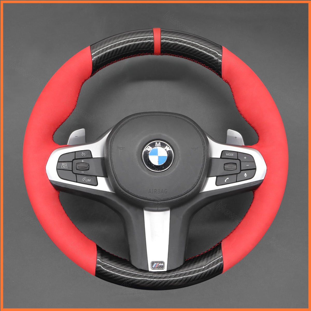 MEWANT steering wheel cover for BMW M2 G87 (Coupe) M3 G80 (Sedan) / G81 (Touring) M4 G82 (Coupe) G83 M5 F90 M8 F91 (Convertible) / F92 (Coupe) / F93 (Gran Coupe) X3 M X3M F97 X4 M X4M F98 X5 M X5M F95 X6 M X6M F96 XM G09
