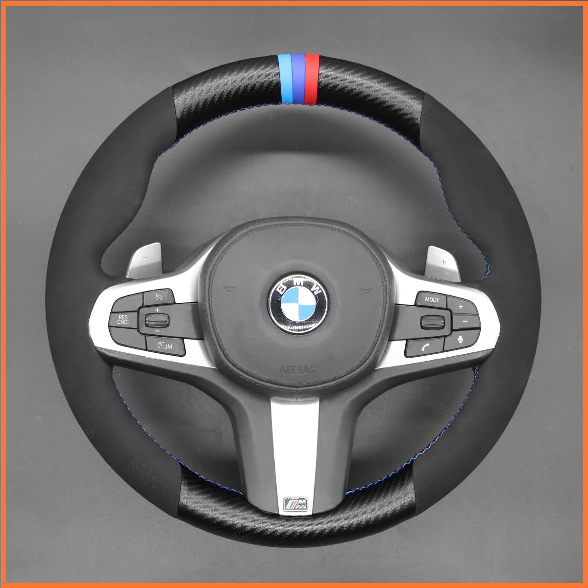 MEWANT steering wheel cover for BMW M2 G87 (Coupe) M3 G80 (Sedan) / G81 (Touring) M4 G82 (Coupe) G83 M5 F90 M8 F91 (Convertible) / F92 (Coupe) / F93 (Gran Coupe) X3 M X3M F97 X4 M X4M F98 X5 M X5M F95 X6 M X6M F96 XM G09