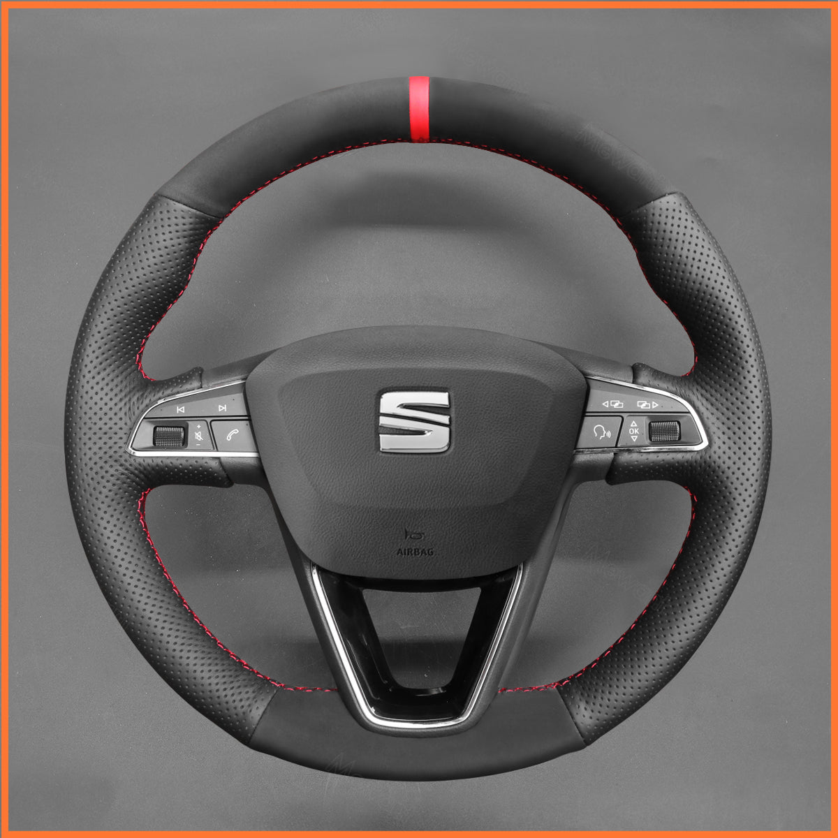 MEWANT Lenkradbezug für SEAT Leon (5F) 2013-2020 / Ibiza (6F) 2015-2021 / Alhambra (7N) 2015-2022 / Arona 2017-2021 / Ateca 2016-2020 / Tarraco 2018-2020 / Toledo 2014-2019