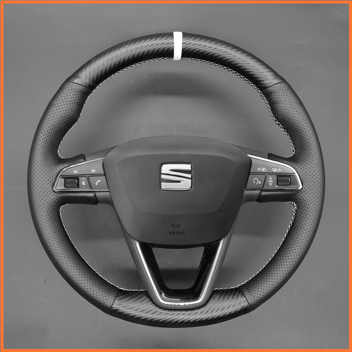 MEWANT Steering Wheel Cover for SEAT Leon (5F) 2013-2020 / Ibiza (6F) 2015-2021 / Alhambra (7N) 2015-2022 / Arona 2017-2021 / Ateca 2016-2020 / Tarraco 2018-2020 / Toledo 2014-2019