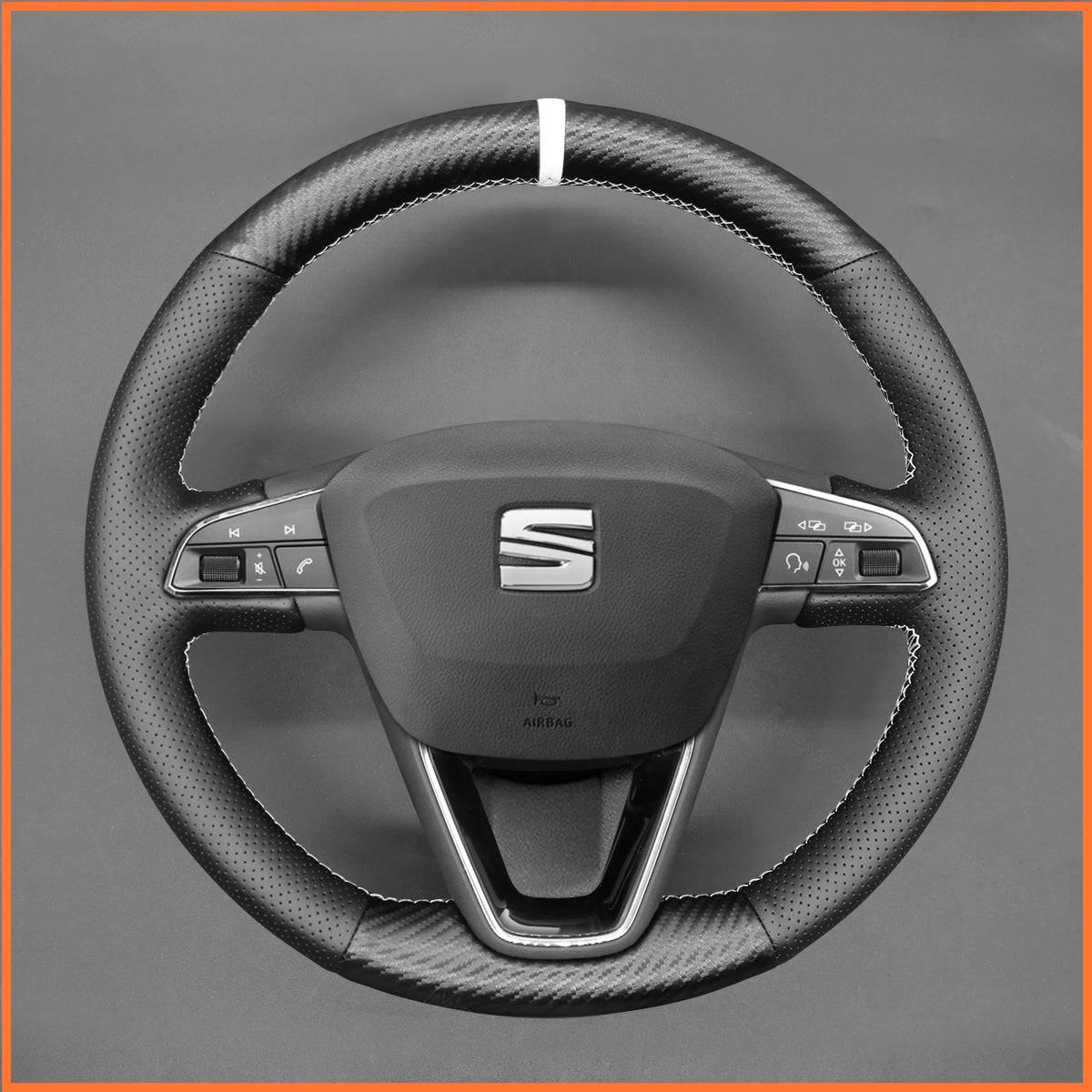 MEWANT Steering Wheel Cover for SEAT Leon (5F) 2013-2020 / Toledo 2014-2015 / Arona 2017-2021