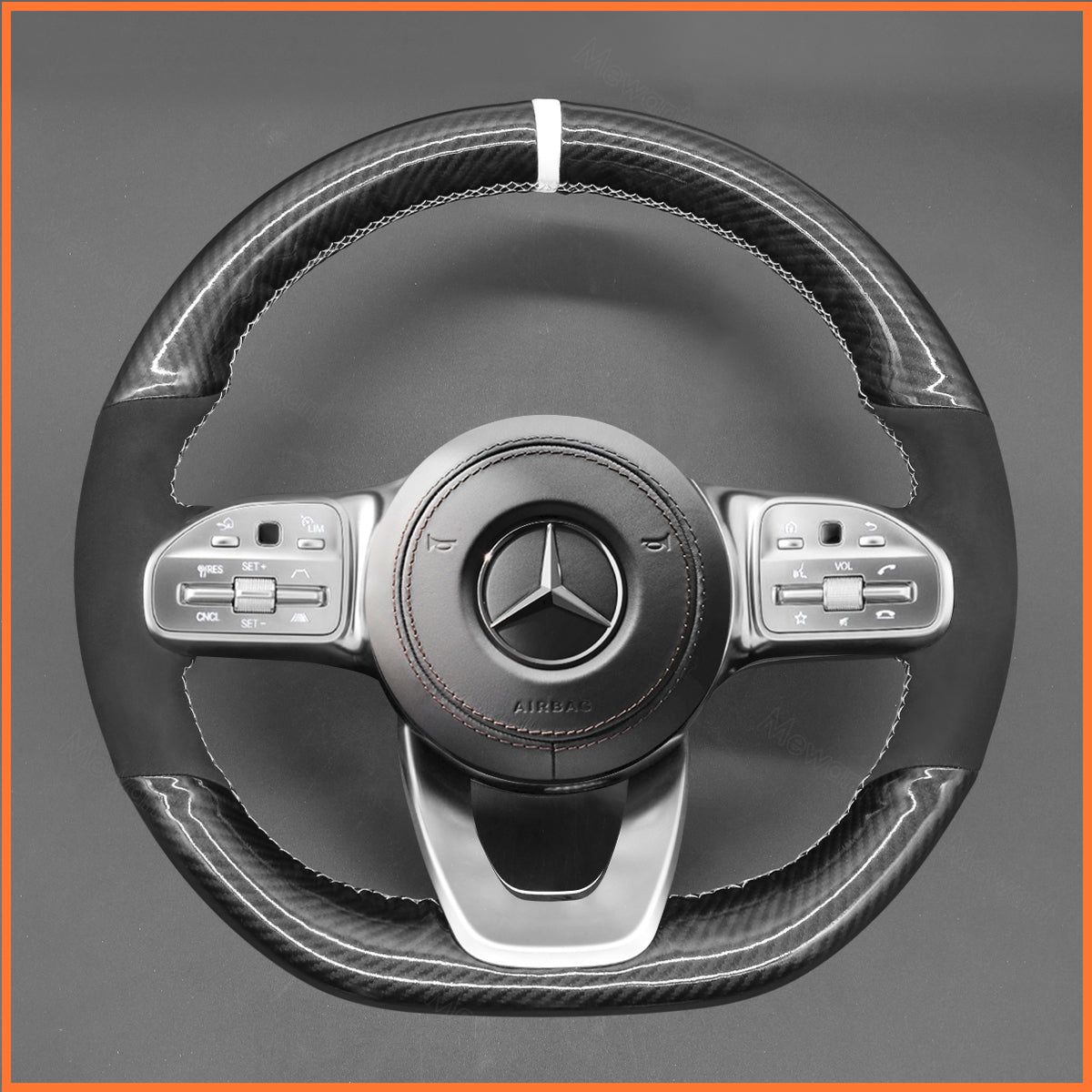 MEWANT Lenkradbezug für Mercedes-Benz AMG-Line AMG-Sport / A-Class (W177/V177) / B-Class (W247) / C-Class (C205/A205) 2018-2023