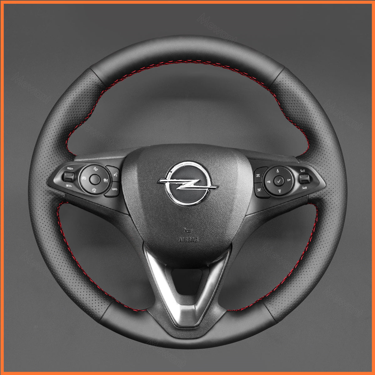 MEWANT Steering Wheel Cover for Opel Astra (K) / Corsa (E) / Crossland X/Grandland X/Insignia (CT) B/Karl/Zafira (C) Steering Wheel Cover Made of Artificial Leather Microfiber Leather by Hand Sewing