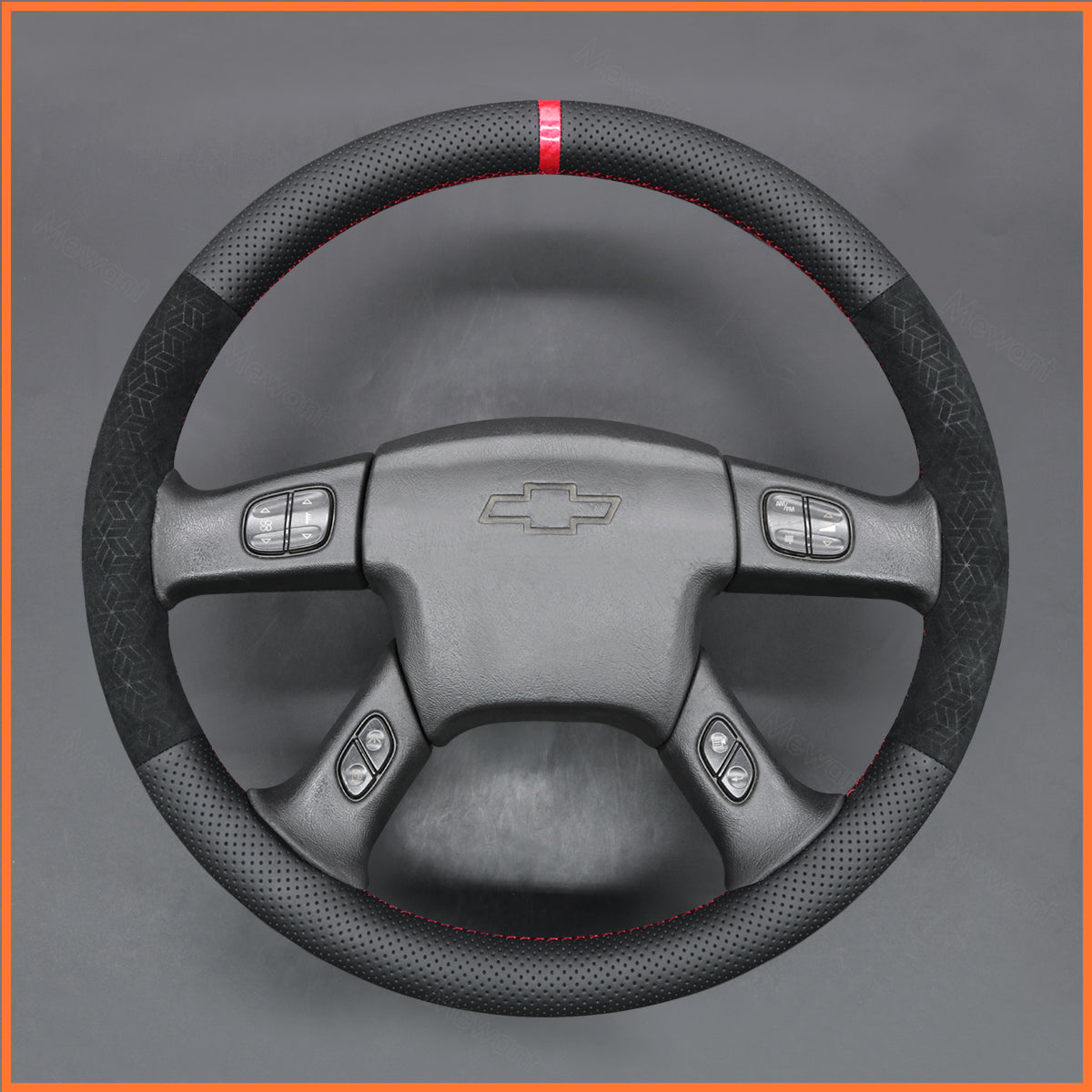 MEWANT Lenkradbezug für Chevrolet (Chevy) Silverado 2003-2007 / Avalanche 2003-2006 / Express 2003-2009 / Suburban 2003-2006 / Tahoe 2003-2006 / TrailBlazer 2001-2006