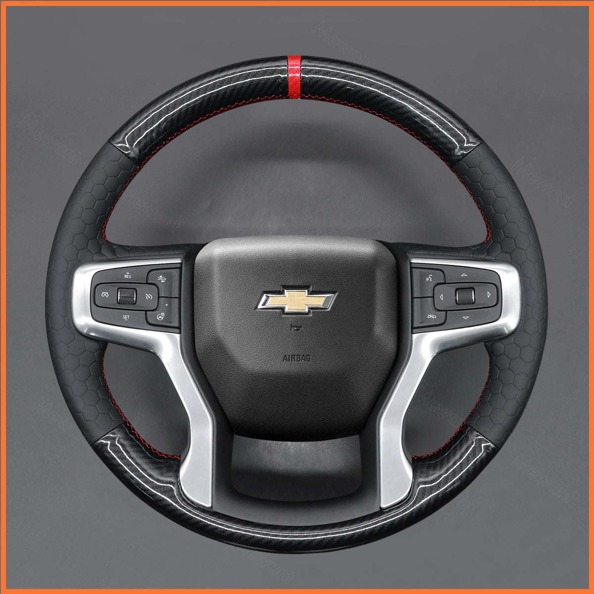 MEWANT Steering Wheel Cover for Chevrolet (Chevy) Silverado 2019-2024 / Blazer 2021-2025 / Suburban 2021-2023 / Tahoe 2021-2024