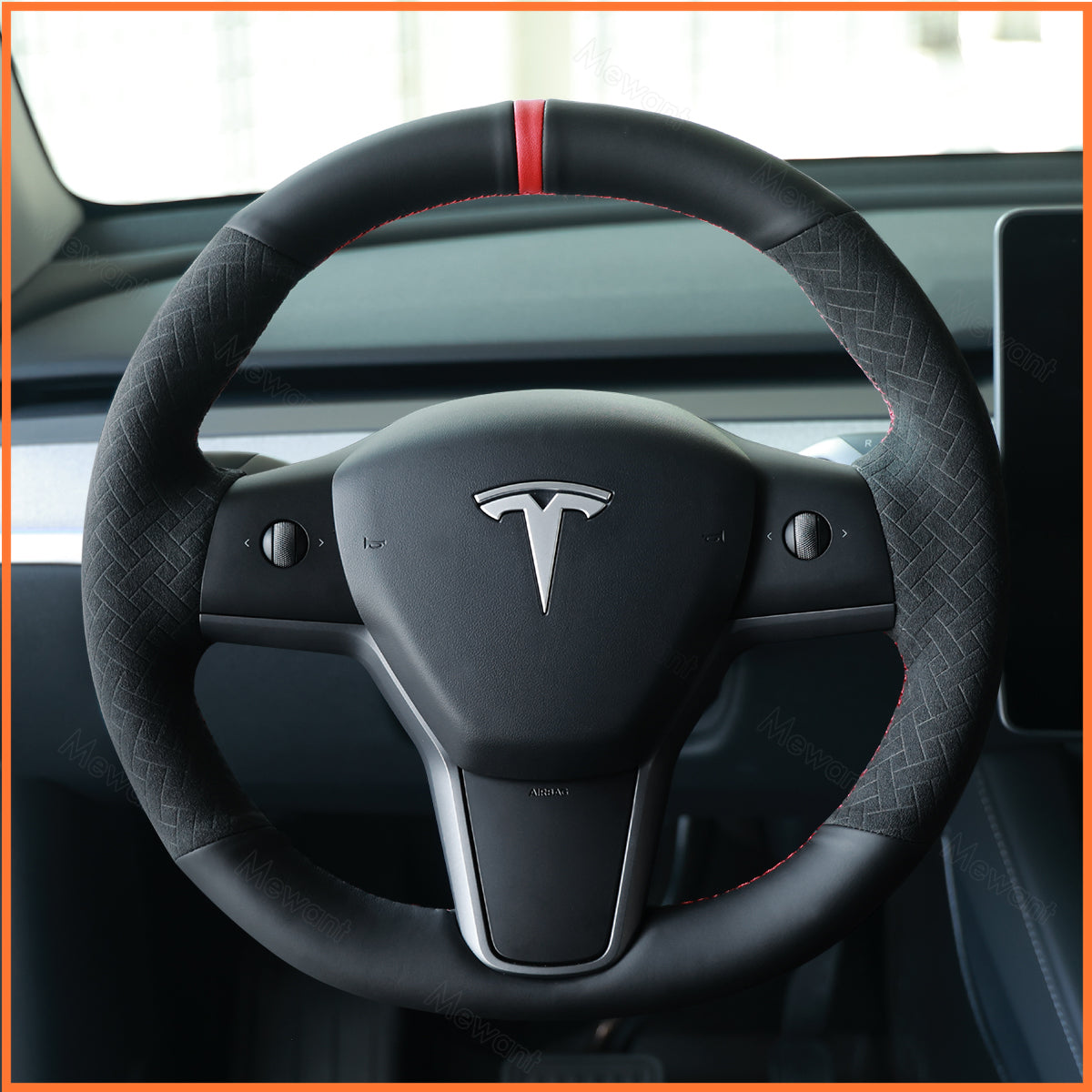 MEWANT Steering Wheel Cover for Tesla Model 3 2019-2023 / Model Y 2021-2023
