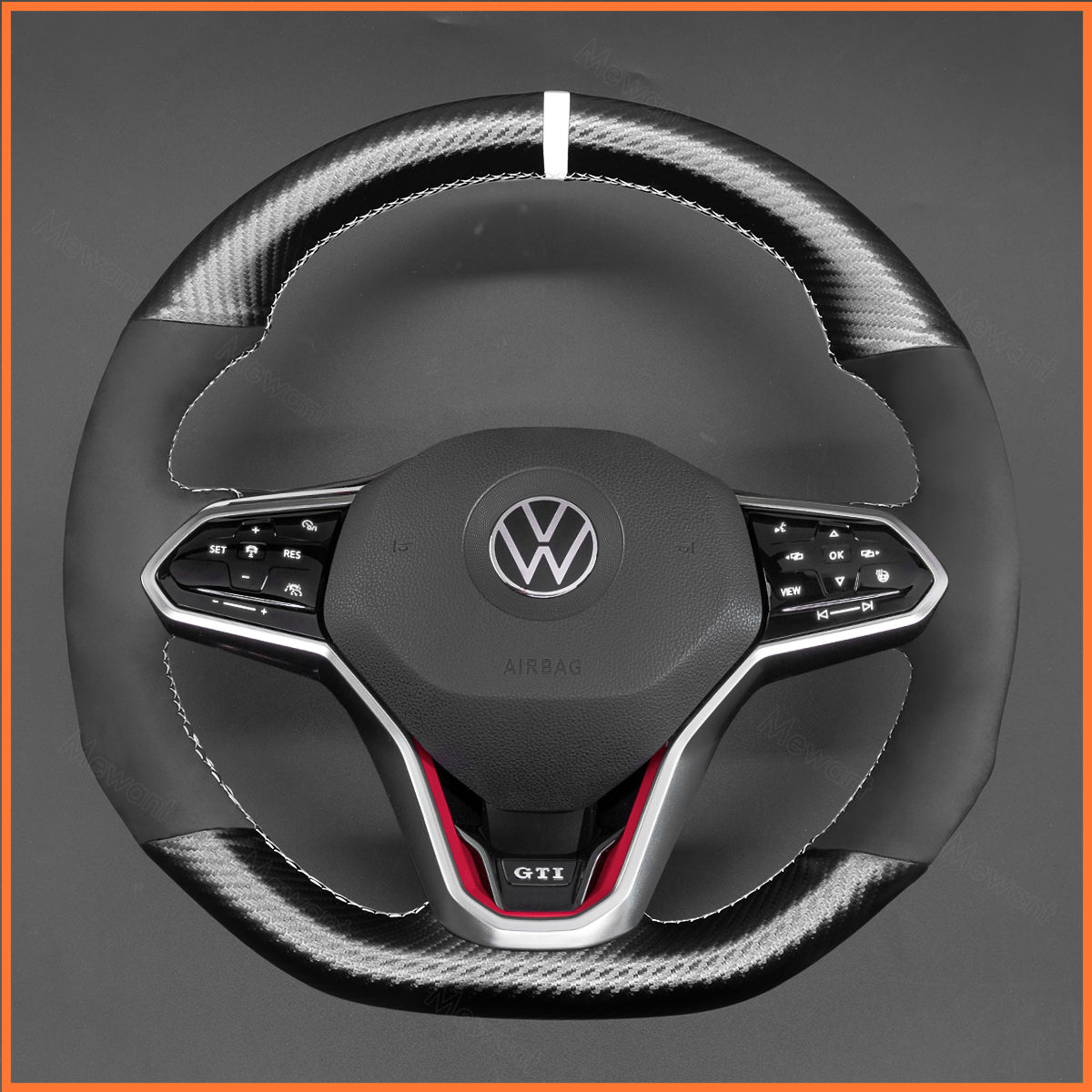 MEWANT Steering Wheel Cover for VW Golf 8 R-Line Golf GTI GTD GTE 8 Arteon Tiguan Touareg 2020-2021