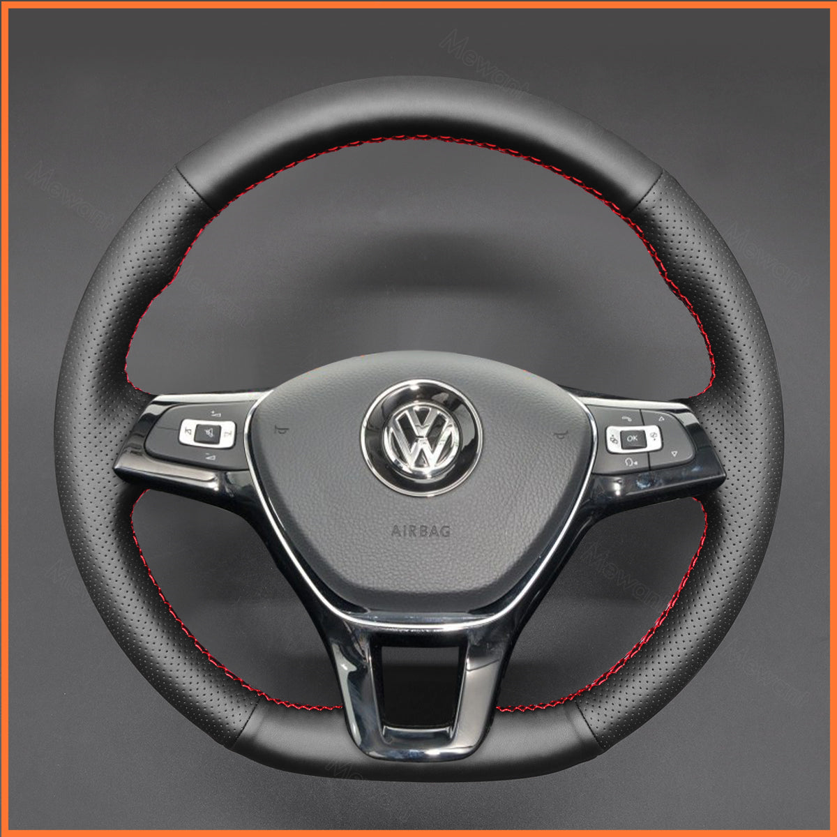 MEWANT Steering Wheel Cover for VW Golf Passat Tiguan Touareg Caddy Crafter 2017-2021