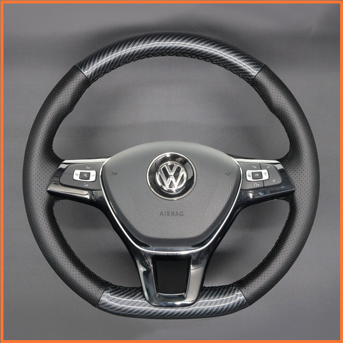MEWANT Steering Wheel Cover for VW Golf Passat Tiguan Touareg Caddy Crafter 2017-2021