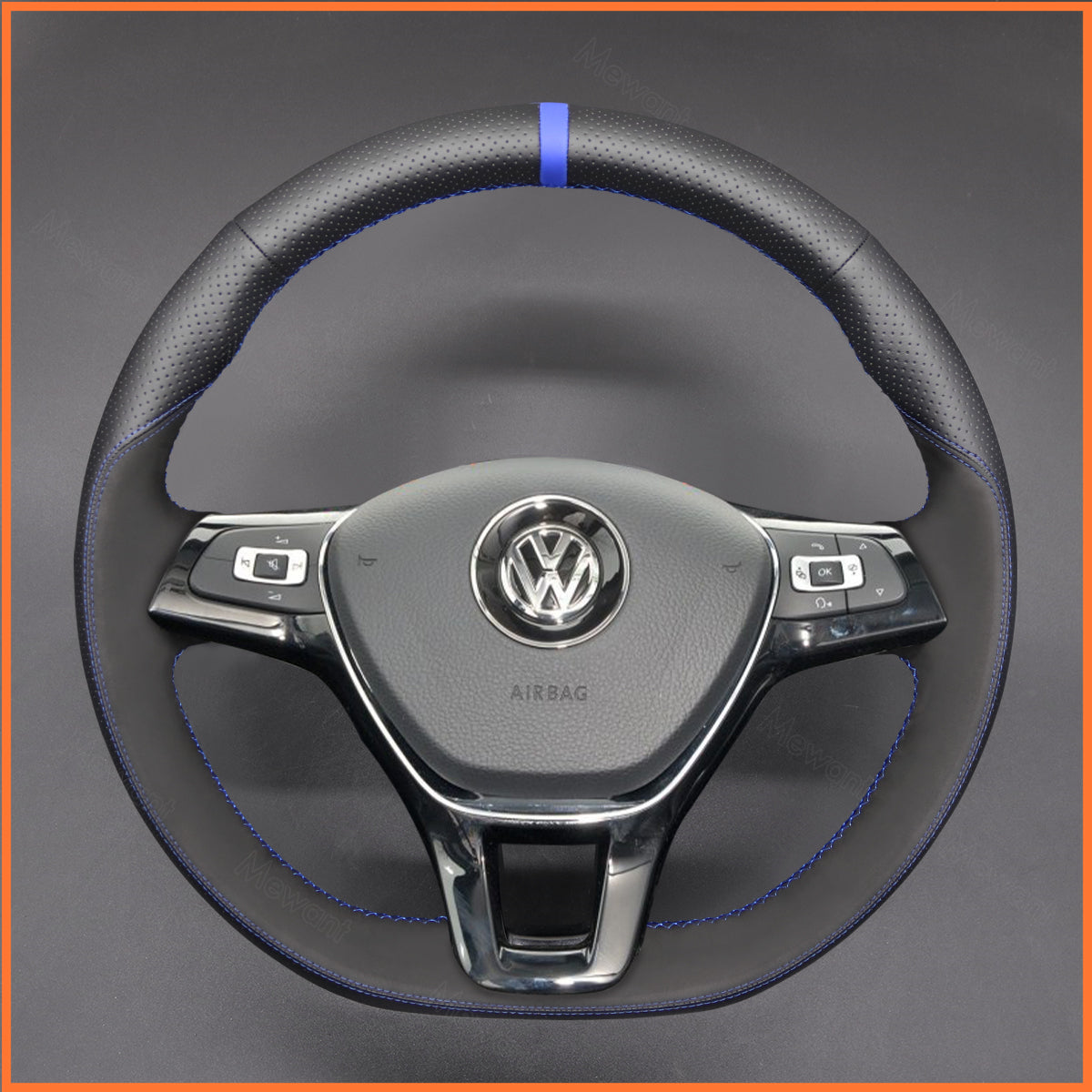 MEWANT Steering Wheel Cover for VW Golf Passat Tiguan Touareg Caddy Crafter 2017-2021