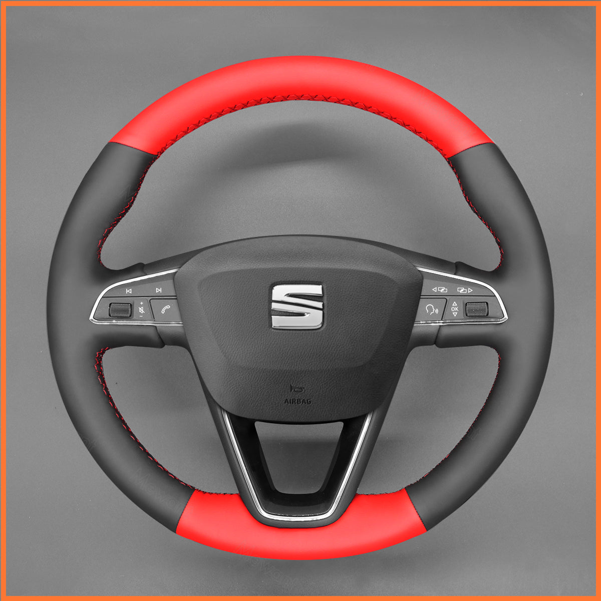 MEWANT Steering Wheel Cover for SEAT Leon (5F) 2013-2020 / Ibiza (6F) 2015-2021 / Alhambra (7N) 2015-2022 / Arona 2017-2021 / Ateca 2016-2020 / Tarraco 2018-2020 / Toledo 2014-2019