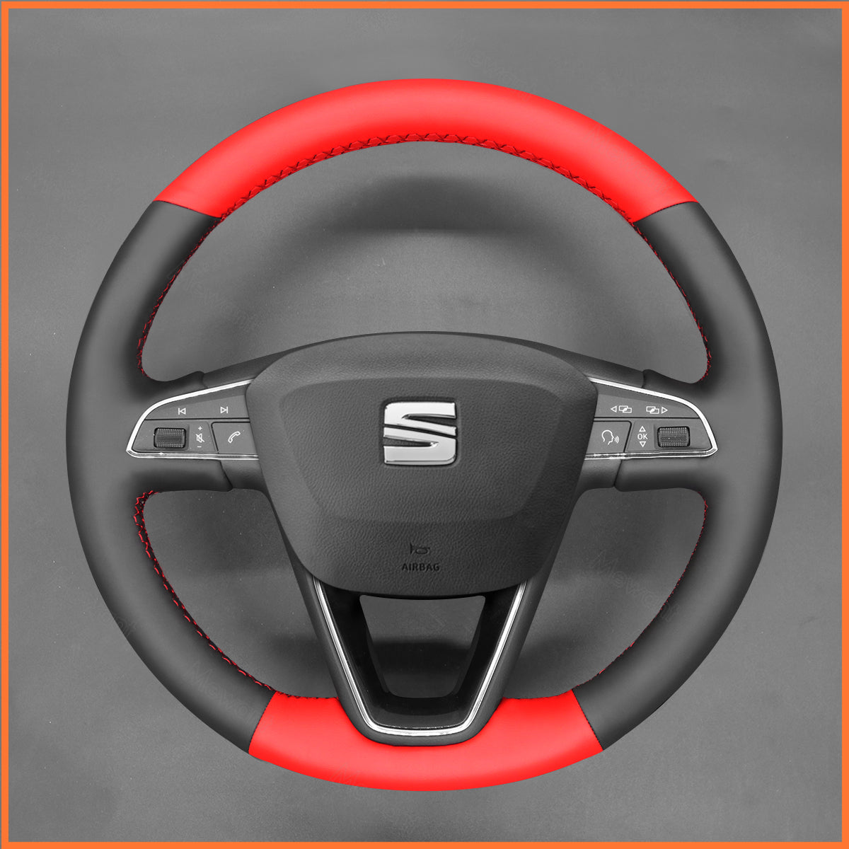MEWANT Steering Wheel Cover for SEAT Leon (5F) 2013-2020 / Toledo 2014-2015 / Arona 2017-2021
