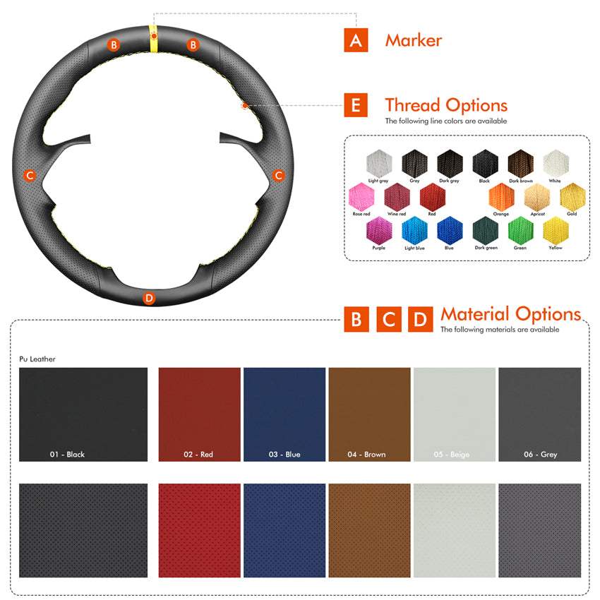 MEWANT steering wheel cover for BMW 7 Series E65 (Sedan) 2001-2008 / 7 Series E66 (Long Wheelbase Sedan) 2001-2008
