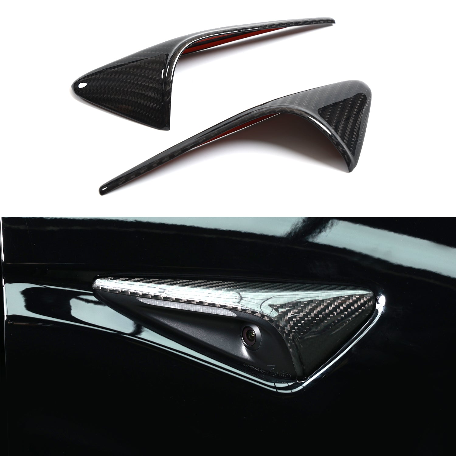 MEWANT Abdeckungen Seitenkameras Echtkohlefaser Tesla Model 3 und Model Y Tesla Model 3 Highland HW 4.0 2024