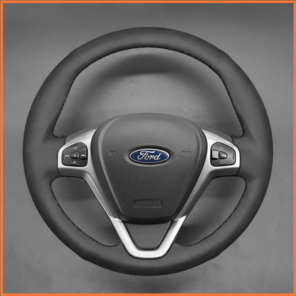 Lenkradbezug für Ford Fiesta VI 2008 - 2017 / Ecosport 2014 - 2017 / B - MAX 2012 - 2018 / Ka (Ka+) 2016 - 2019 / Tourneo Courier 2014 - 2022 / Transit Courier 2014 - 2024 - Mewant.de