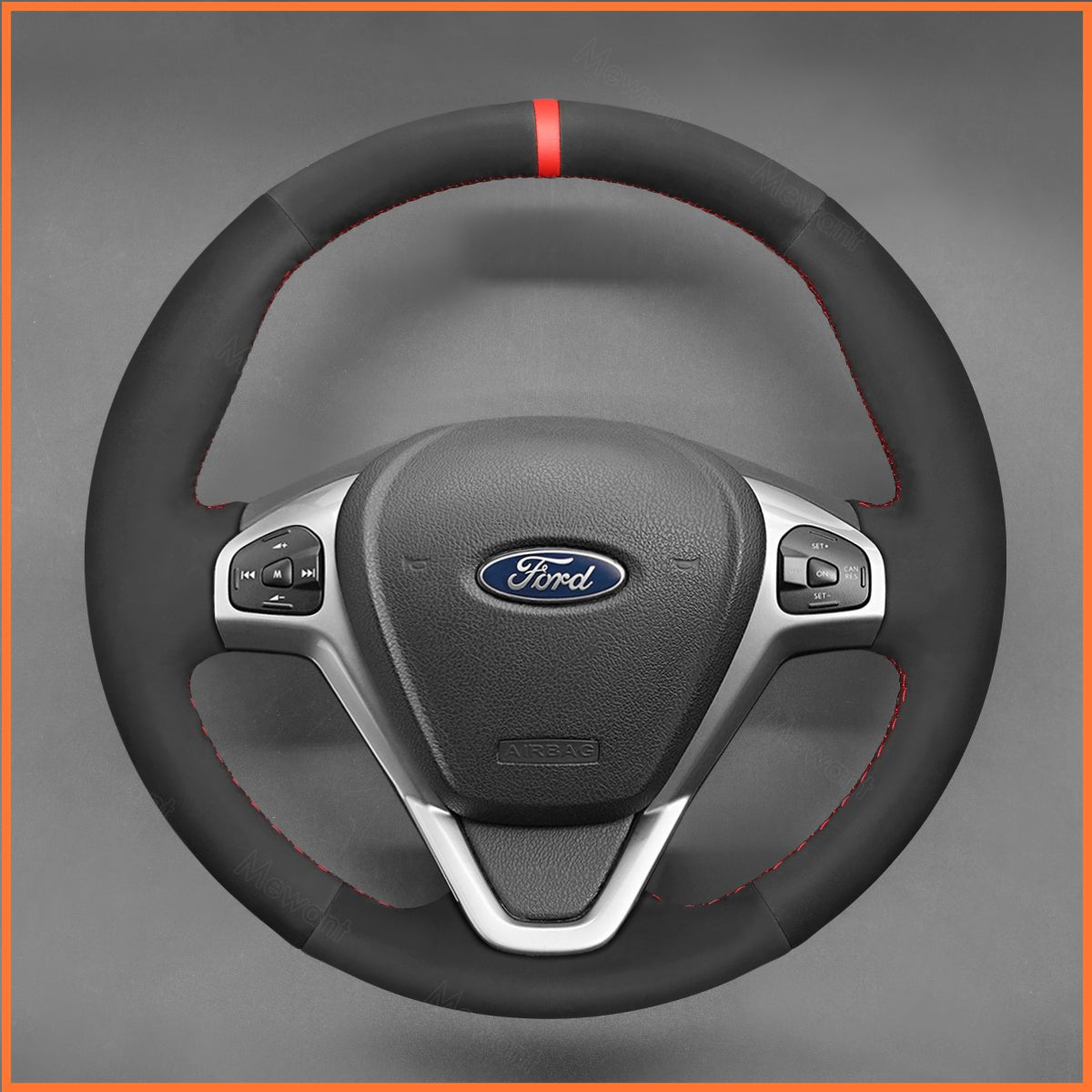 Lenkradbezug für Ford Fiesta VI 2008 - 2017 / Ecosport 2014 - 2017 / B - MAX 2012 - 2018 / Ka (Ka+) 2016 - 2019 / Tourneo Courier 2014 - 2022 / Transit Courier 2014 - 2024 - Mewant.de