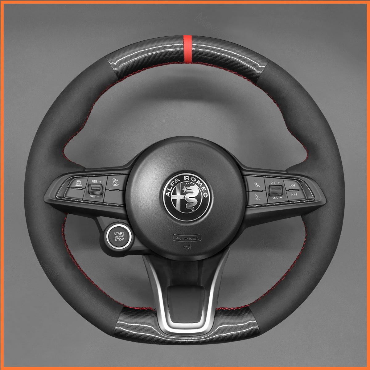 MEWANT Lenkradbezug für Alfa Romeo Giulia 2020 - 2022 / Stelvio 2020 - 2022 / Tonale 2022 - Mewant.de