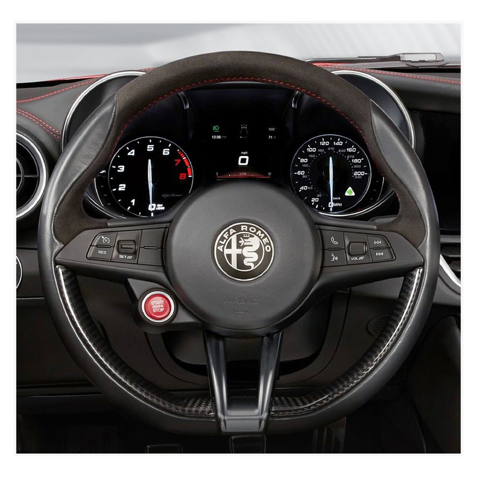 MEWANT Lenkradbezug für Alfa Romeo Giulia (Quadrifoglio) 2016 - 2020 / Stelvio (Quadrifoglio) 2017 - 2020 - Mewant.de