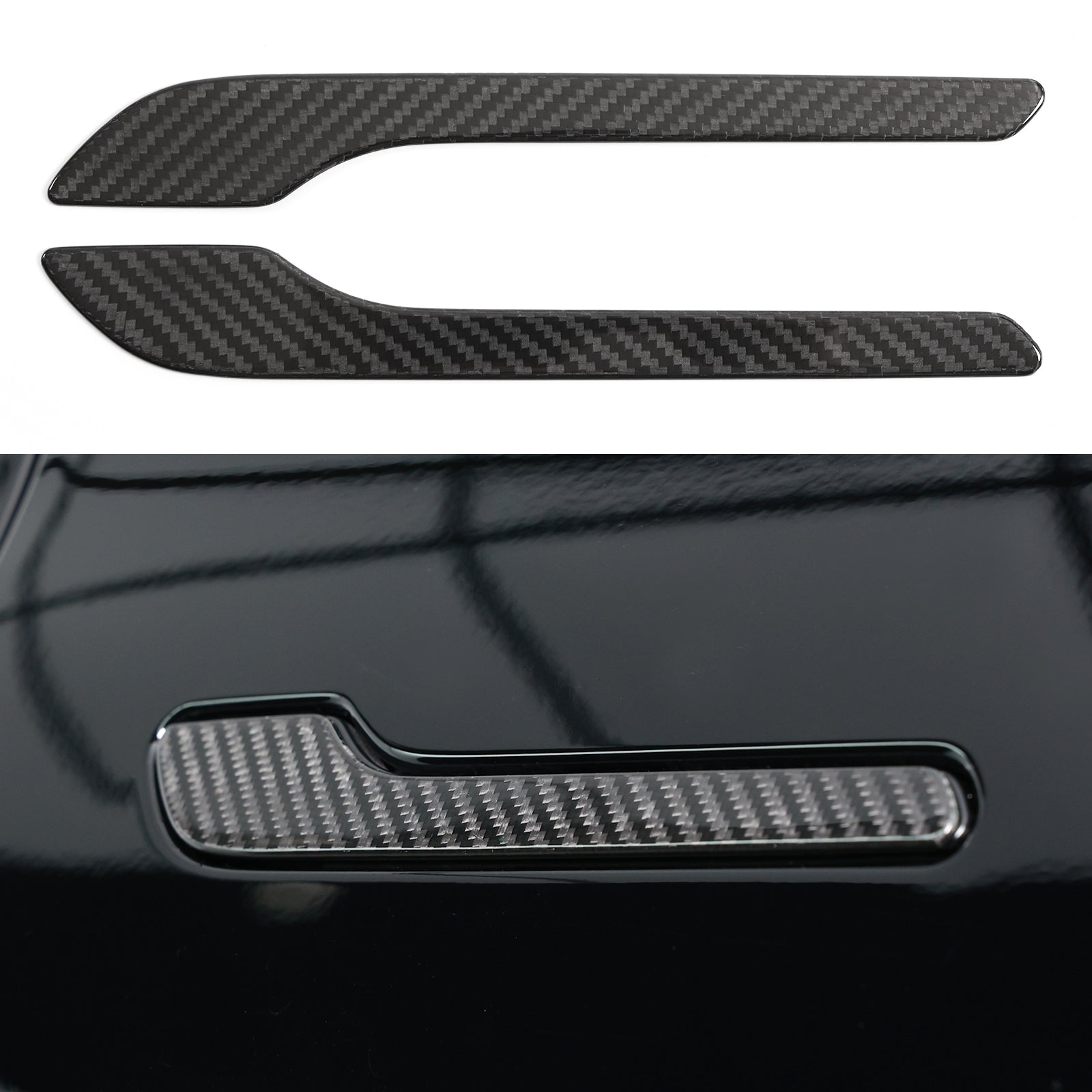 MEWANT 4pcs/set Real Carbon Fiber Door Handles for Tesla Model 3 Highland 2017-2024 / Model Y 2020-2023