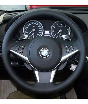 MEWANT steering wheel cover for BMW 5 Series E60 (Sedan) 2003-2009 / 5 Series E61 (Touring) / 6 Series E63 (Coupe) E64 (Convertible) 2004-2010