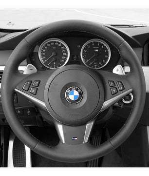 MEWANT steering wheel cover for BMW 5 Series E60 (Sedan) 2003-2009 / 5 Series E61 (Touring) / 6 Series E63 (Coupe) E64 (Convertible) 2004-2010