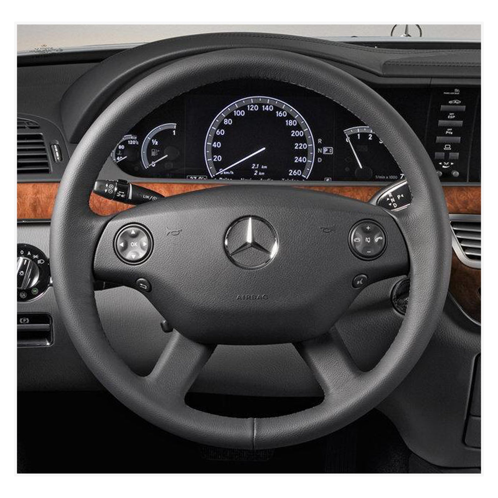 MEWANT Steering Wheel Cover for CL-Class C216 2007-2010 / S-Class W221 2007-2009