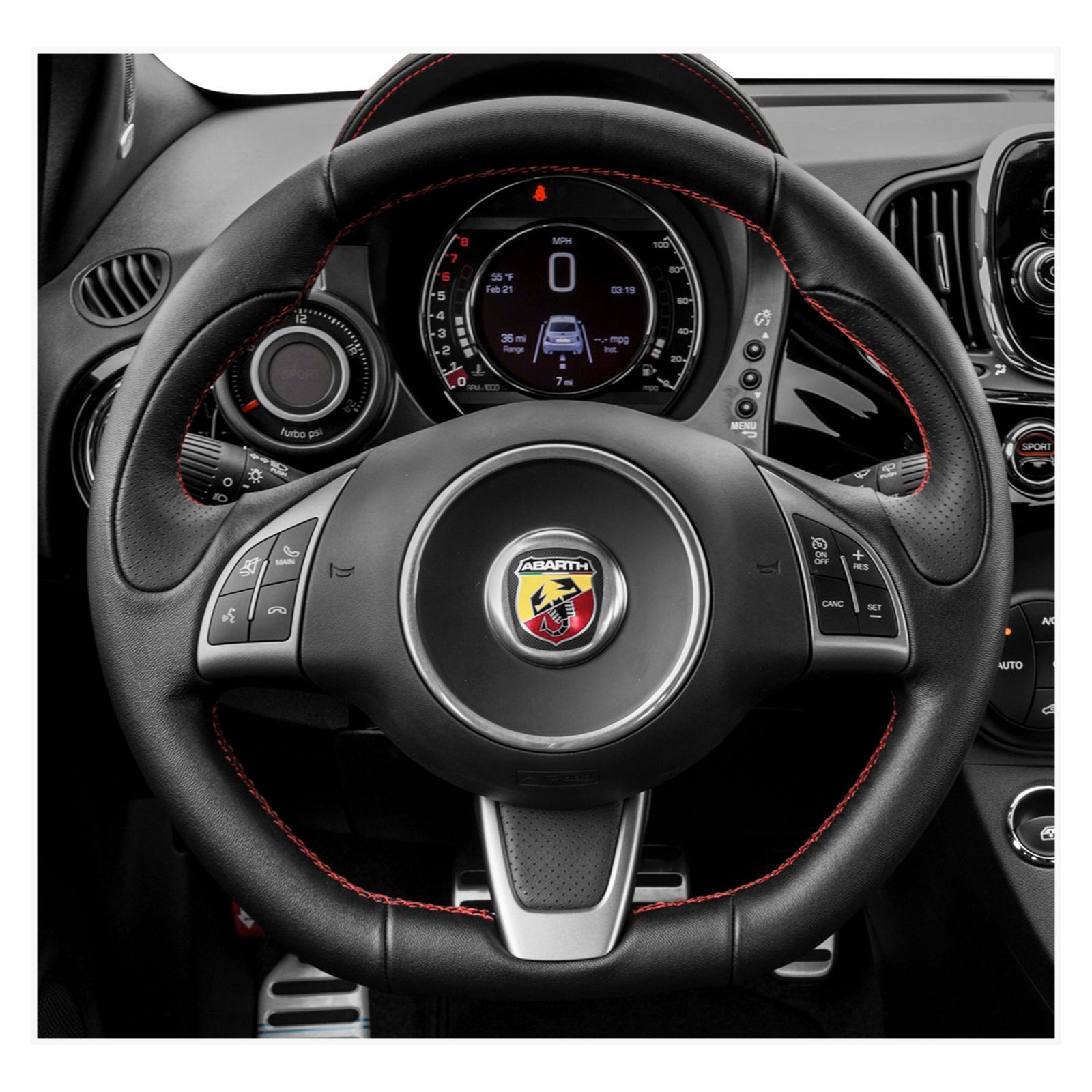 MEWANT steering wheel cover for Fiat Abarth 500 / 500C / 595 / 595C 2012-2016 / Fiat 500 (GQ/S) / 500C (S) 2013-2015