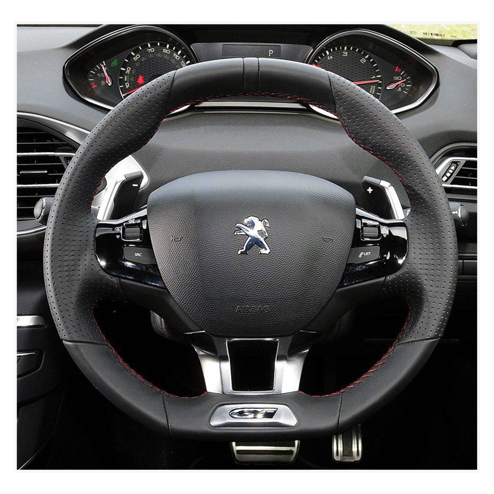 MEWANT Lenkradbezug für Peugeot 208 (GTi/GT Line/GT) 2013-2019 / 308 (GT/GTi/GT Line) 2014-2021 / 308 SW (GT/GT Line) 2015-2021 / 2008 (GT Line) 2015-2019