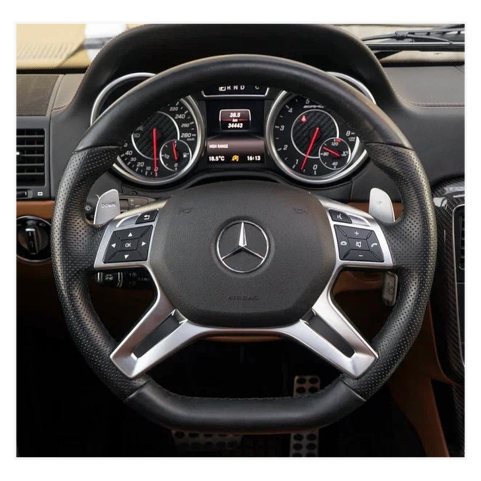 MEWANT Steering Wheel Cover for Mercedes-Benz GL 63 AMG (X166) / ML 63 AMG / G 63 / G 65 / G-Class (W463) 2017-2018