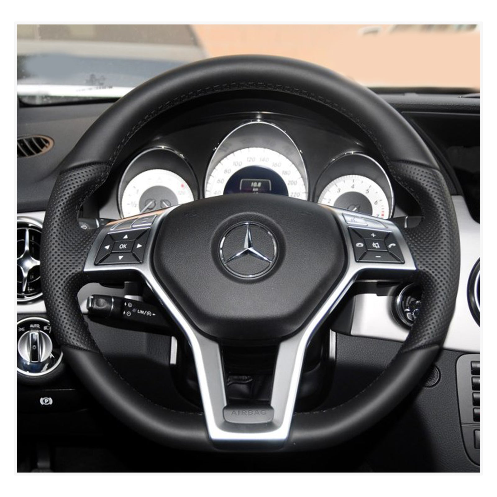 MEWANT Steering Wheel Cover for C-Class W204 / E-Class W212 / CLS-Class C218 / GLA 45 AMG X156 2015