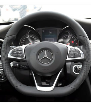 MEWANT Steering Wheel Cover for C-Class W205 / AMG C43 / CLA-Class C117 / AMG GLA 45 X156 / CLS-Class C218 2015-2018