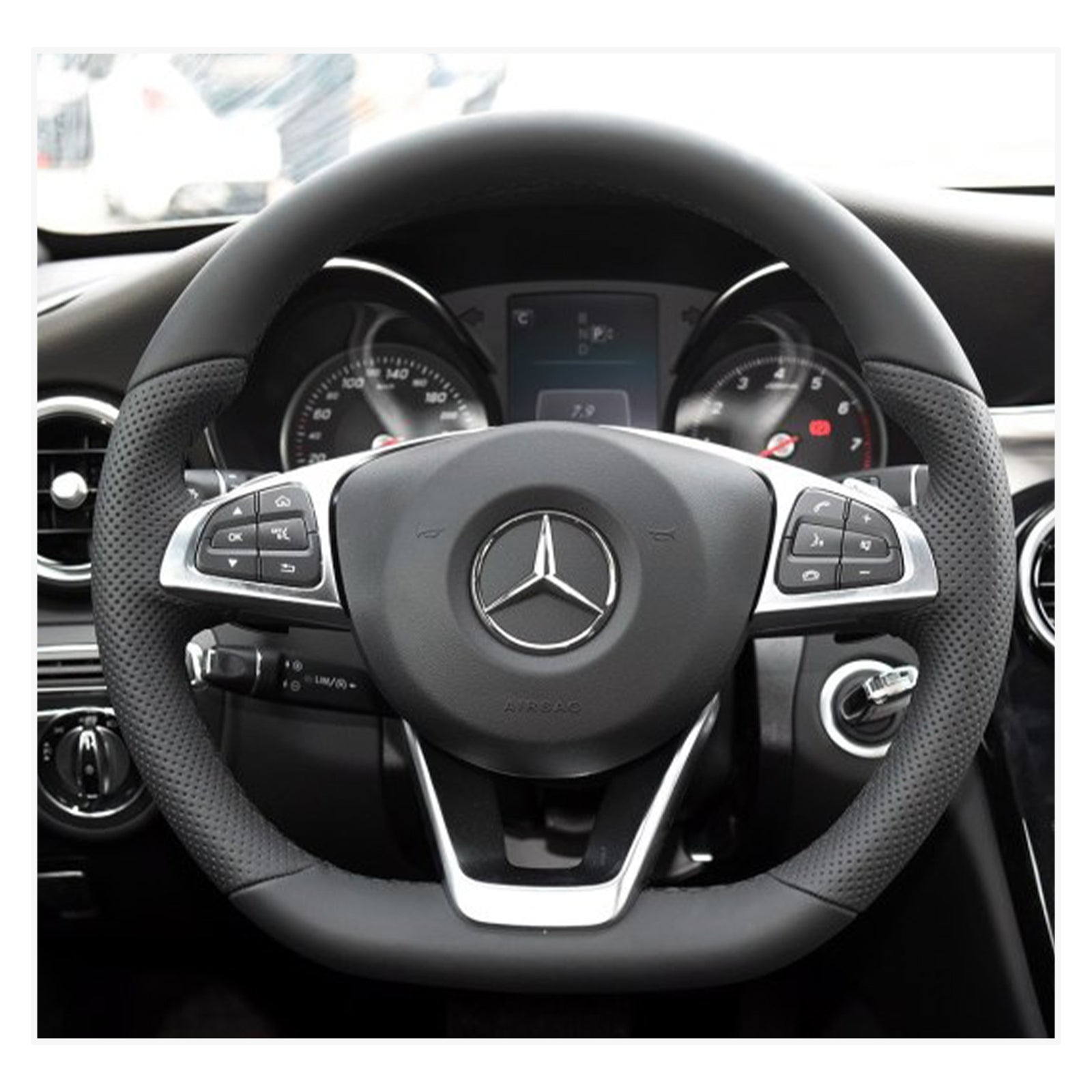 MEWANT Steering Wheel Cover for C-Class W205 / AMG C43 / CLA-Class C117 / AMG GLA 45 X156 / CLS-Class C218 2015-2018