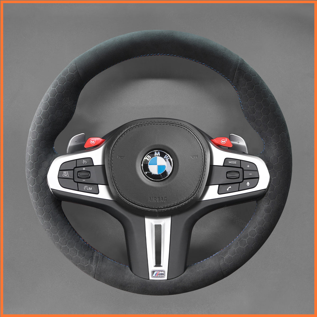 MEWANT Steering Wheel Cover for BMW M2 G87 M3 G80 G81 2021-2024 / M4 G82 G83 2021-2024 / X3 M X3M F97 F98 F95 F96 XM G09 2023-2024