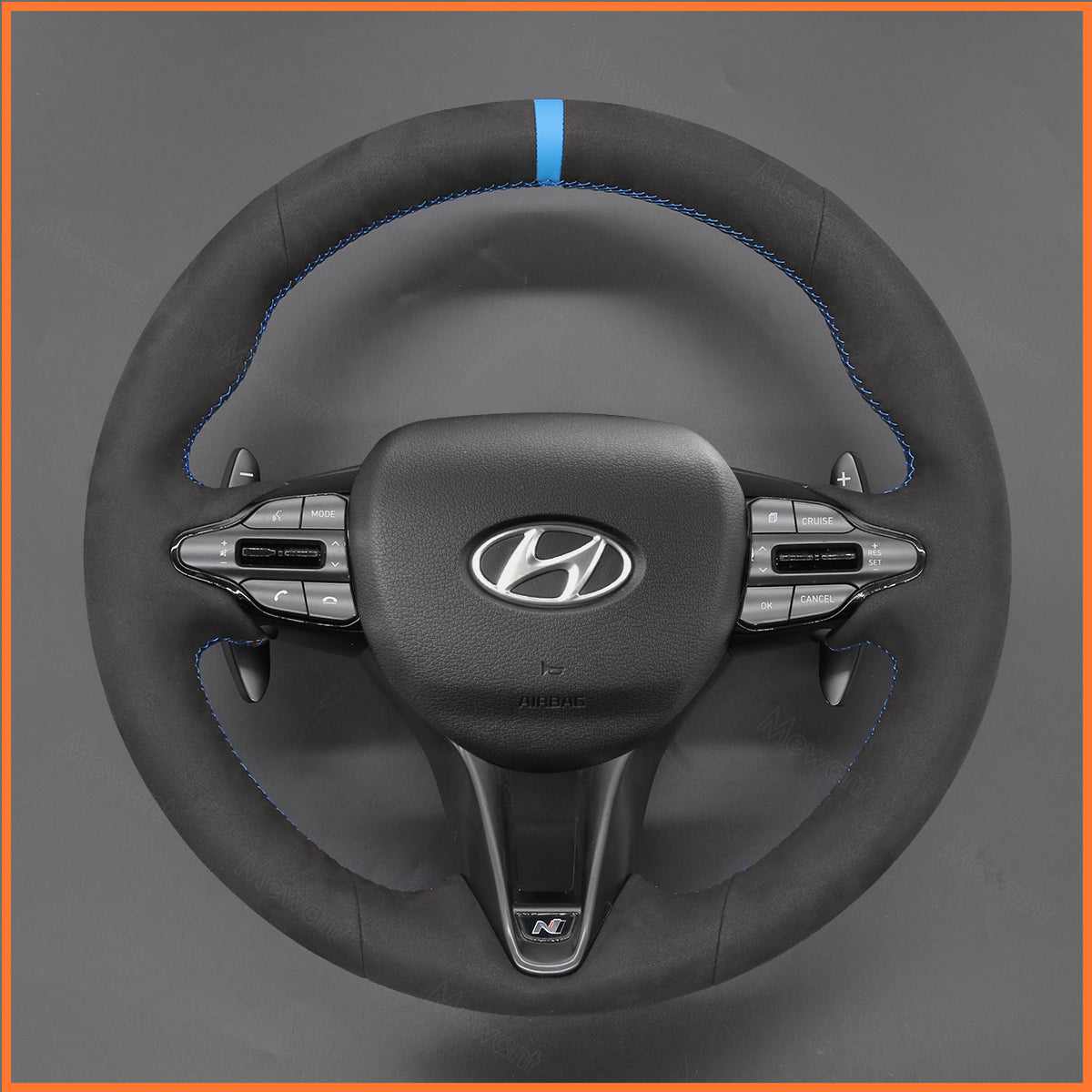 MEWANT Steering Wheel Cover for Hyundai Elantra (N Line) 2021-2024 / Elantra N 2022-2023 / Kona N 2022-2023 / Veloster N 2019-2022