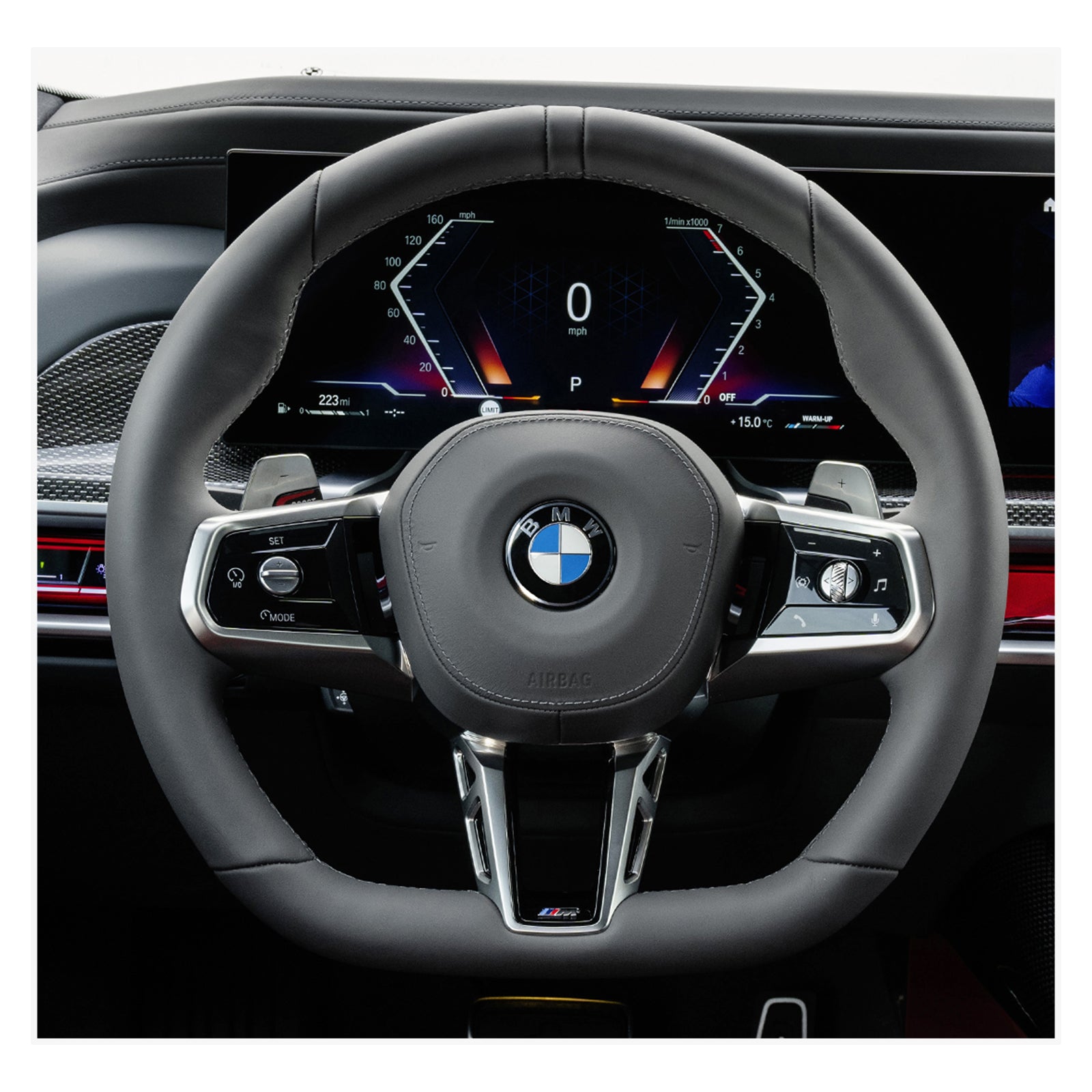 MEWANT Steering Wheel Cover for BMW (M Sport) 5 Series G60 / G61 (Touring) / 7 Series G70 2022-2024 / i5 G60 G61 i7 G70 2022-2024