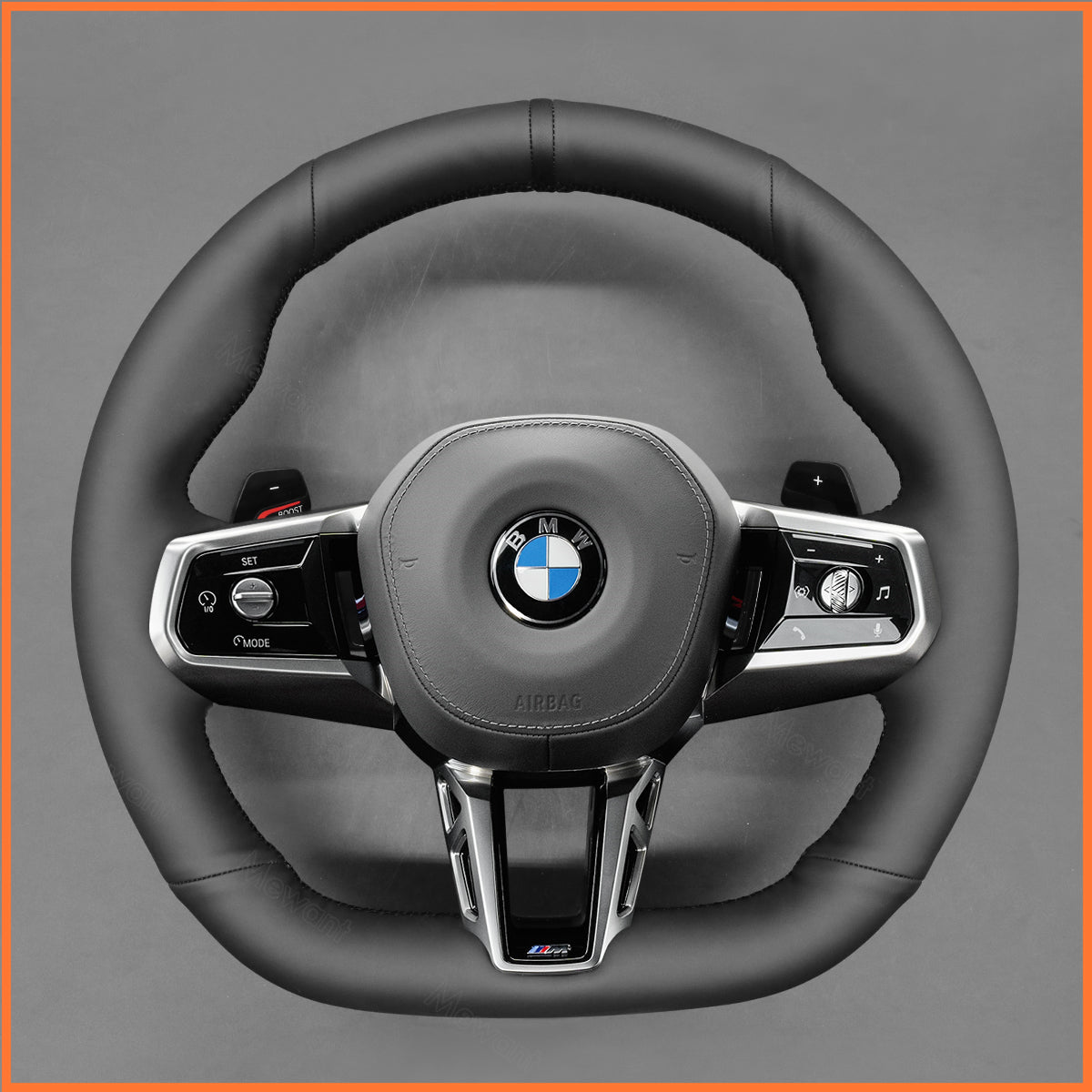 MEWANT Steering Wheel Cover for BMW (M Sport) 5 Series G60 / G61 (Touring) / 7 Series G70 2022-2024 / i5 G60 G61 i7 G70 2022-2024