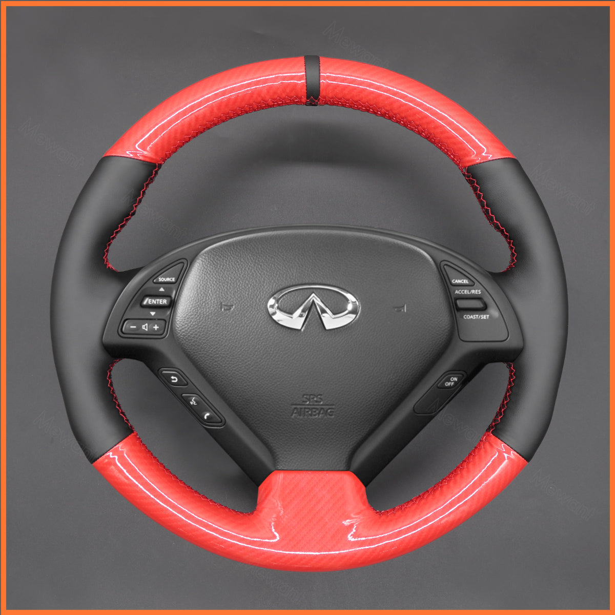MEWANT Steering Wheel Cover for Infiniti G37 2008-2013 / EX EX30 EX35 EX37 2009-2013 / Q60 2014-2015 / QX50 2015-2017 for Nissan Skyline 2006-2014